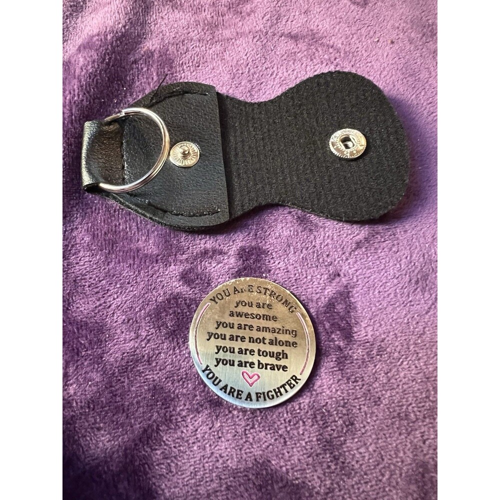 Breast Cancer Pocket Hug Coin And Keychain Holder Double Sided Coin - Picture 2 of 3
